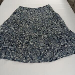 Notations WYRK0027 Women's Blue/White Paisley Side Zipper Skirt Size 1X